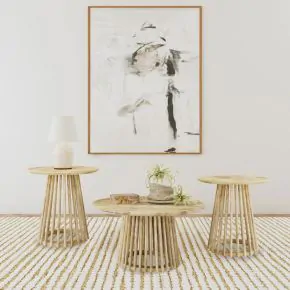 Coaster Fine Furniture 710608-S3 Touhy - 3 Piece Round Coffee And End Table Set - Natural Mango