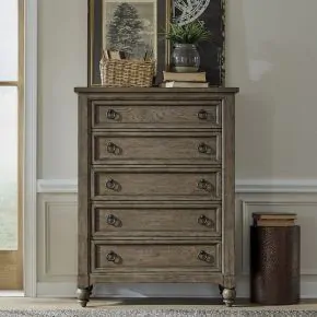 Liberty Furniture 615-BR41 Americana Farmhouse - 5 Drawer Chest - Dusty Taupe