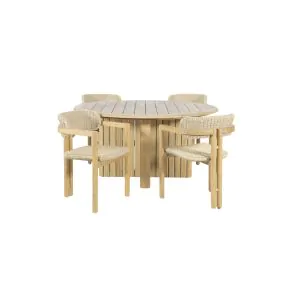 New Classic 60-G6201-D4C Sedona - 5 Piece Round Patio Dining Table With 4 Patio Chairs - Natural