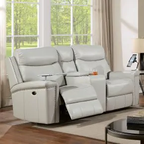 Furniture of America CM6252LG-LV-PM Florine - Power Loveseat - Light Gray