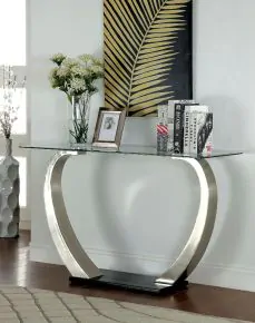Furniture of America CM4728S Roxo - Sofa Table - Satin Plated / Black