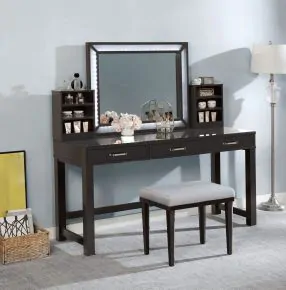 Furniture of America FOA-DK5685DG-PK Stephanie - Vanity Set - Obsidian Gray