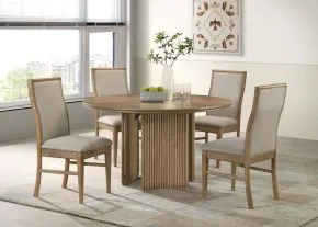 Coaster Fine Furniture 193610-S5 Adina - 5 Piece Round Dining Table Set - Barley / Distressed Light Brown