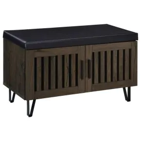 Coaster Fine Furniture 915153 Brixton - 2-Door Padded Entryway Shoe Storage Bench - Smoked Oak