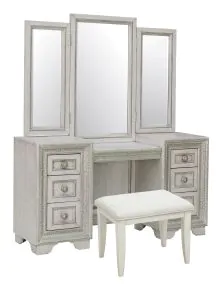 Pulaski Furniture P269-BR-K12 Pulaski Furniture P269-BR-K12 Camilla - Vanity & Mirror & Stool - Creamy White
