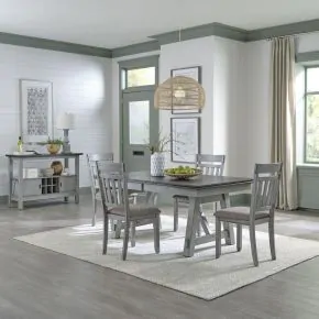 Liberty Furniture 131-CD-5TRS Liberty Furniture 131-CD-5TRS Newport - 5 Piece Trestle Table Set - Smokey Gray / Carbon Gray