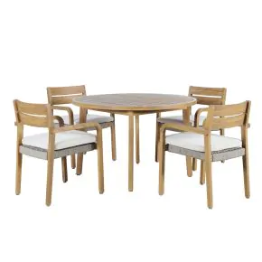 New Classic 60-G6235-D4C Arden - Round Patio Dining Table With 4 Patio Chairs - Natural