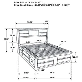 CoasterEssence 202701KE Briana - Wood Eastern King Storage Bookcase Bed - Black
