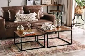 Furniture of America FOA51026 Larkspur - 2 Piece Table Set - Natural Tone / Black