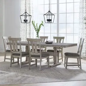 Liberty Furniture 528-CD-7TRS Liberty Furniture 528-CD-7TRS Hallendale - 7 Piece Trestle Table Set - Gravel Wash