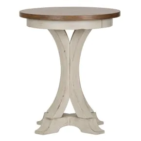 Liberty Furniture 652-OT1021 Farmhouse Reimagined - Round Chair Side Table - Antique White / Chestnut Tops