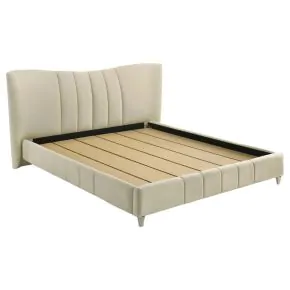 Coaster Fine Furniture 315956KE Evelyn - Upholstered Eastern King Panel Platform Bed - Ivory