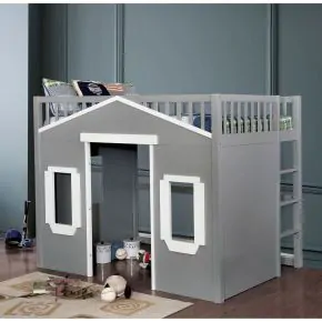 Furniture of America CM7132GY-F-BED Eileen - Full Loft Bed - Gray / White
