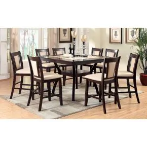 Furniture of America CM3984PT Brent - Counter Height Table With Insert - Dark Cherry / Ivory