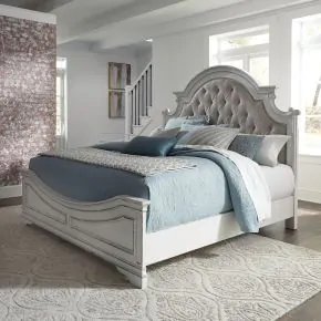 Liberty Furniture 244-BR-QUB Liberty Furniture 244-BR-QUB Magnolia Manor - Queen Upholstered Bed With Upholstered Footboard - Antique White