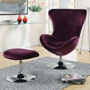 Furniture of America CM-AC6841 Eloise - Accent Chair With Ottoman - Purple