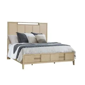Samuel Lawrence Furniture S952-BR-K4 Kendall - King Upholstered Storage Bed - Light Brown