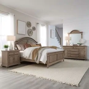 Liberty Furniture 607N-BR-KPBDMN Liberty Furniture 607N-BR-KPBDMN Summer House - 4 Piece Bedroom Set (King Panel Bed, Dresser & Mirror, Night Stand) - Sand Dune