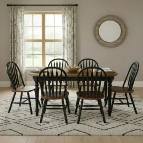 Liberty Furniture 186B-CD-7LTS Liberty Furniture 186B-CD-7LTS Carolina Crossing - 7 Piece Leg Table Set - Black / Antique Honey