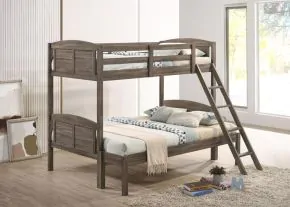 Coaster Fine Furniture 400809-SM Flynn - Wood Twin Over Full Bunk Bed With Mattress - Weathered Brown