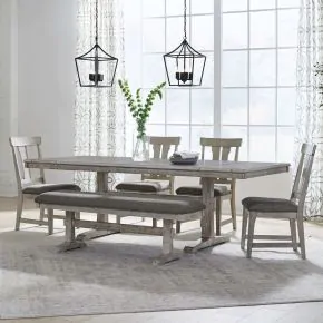 Liberty Furniture 528-CD-6TRS Liberty Furniture 528-CD-6TRS Hallendale - 6 Piece Trestle Table Set - Gravel Wash