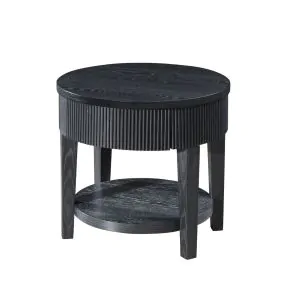 New Classic T3881-20 Tate - Round One Drawer End Table - Black