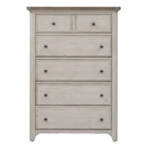 Liberty Furniture 652-BR41 Farmhouse Reimagined - 5 Drawer Chest - Antique White / Chestnut Tops