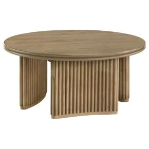 Coaster Fine Furniture 722938 Adina - 36" Round Wood Coffee Table - Distressed Light Brown