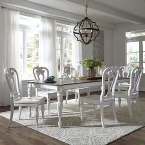 Liberty Furniture 244-DR-O7LGS Liberty Furniture 244-DR-O7LGS Magnolia Manor - 7 Piece Leg Table Set - Antique White