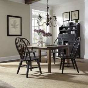 Liberty Furniture 482-DR-5RLS Liberty Furniture 482-DR-5RLS Hearthstone Ridge - 5 Piece Rectangular Table Set - Dark Brown / Black