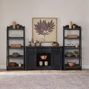 Liberty Furniture 244B-CD-3PCS Liberty Furniture 244B-CD-3PCS Magnolia Manor - 3 Piece Home Office Set (2 Leaning Pier Bookcase 1 Server) - Weathered Bark & Antique Black