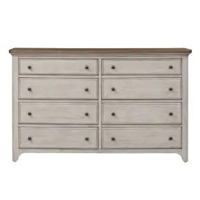 Liberty Furniture 652-BR31 Farmhouse Reimagined - 8 Drawer Dresser - Antique White / Chestnut Tops