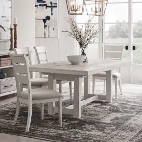 Liberty Furniture 142-DR-5TRS Backroads - 5 Piece Trestle Table Set - Weathered White & Parchment