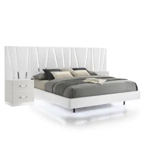 New Classic 00-1840-200NS New Classic 00-1840-200NS Europa - 6/0 California King Bed With 2 Nightstands & Panels - White