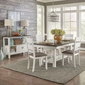 Liberty Furniture 182-CD-O5TRS Liberty Furniture 182-CD-O5TRS Brook Bay - 5 Piece Trestle Table Set - Textured White / Carbon Gray