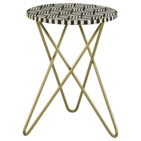 CoasterEssence 935878 Xenia - Round Bone Inlay Accent Side Table - White And Gold