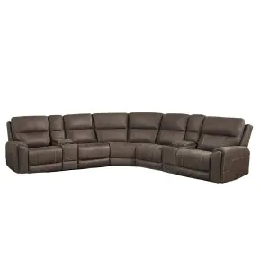 New Classic 28-U5853-7PS Gaia - 7 Piece P2 Power Sectional - Brown