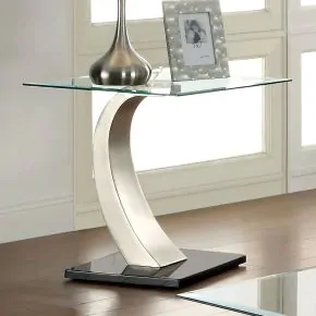 Furniture of America CM4728E Roxo - End Table - Satin Plated / Black
