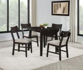 Coaster Fine Furniture 150350 Catley - 5 Piece Round Drop Leaf Dining Table Set - Dark Coffee