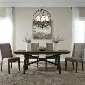 Liberty Furniture 152-CD-O5TRS Liberty Furniture 152-CD-O5TRS Double Bridge - 5 Piece Trestle Table Set - Dark Chestnut / Gray