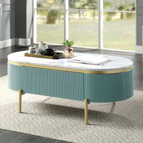 Furniture of America CM4412GR-C Koblenz - Coffee Table - Light Teal