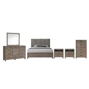 New Classic 00-B3412-26N New Classic 00-B3412-26N Harrisburg - 6/0 Western King 6 Piece Bedroom Set (Bed, Dresser, Mirror, Chest, 2 Nightstands) - Walnut