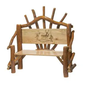 Tennessee Enterprises 9994N Amish 4 Ft. Park Bench w/ Deer Scene - Oak / Aspen