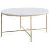 CoasterEssence 723208 Ellison - Round Marble Top Coffee Table - White And Gold
