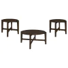 Coaster Fine Furniture 708288-S3 Cota - 3 Piece Solid Wood Coffee And End Table Set - Dark Brown