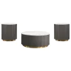 Coaster Fine Furniture 710418-S3 Jason - 3 Piece Round Marble Coffee And End Table Set - White