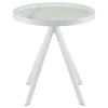 Coaster Fine Furniture 706257 Briggs - Round Marble Printed Glass Top End Side Table - White