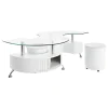 Coaster Fine Furniture 703400 Buckley - 3 Piece Coffee Table And Stools Set - White High Gloss
