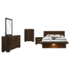 CoasterEssence 200711KE-S5 Jessica - 5 Piece King LED Bedroom Set - Cappuccino
