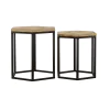 CoasterEssence 935844 Adger - 2 Piece Hexagonal Nesting Tables - Natural And Black